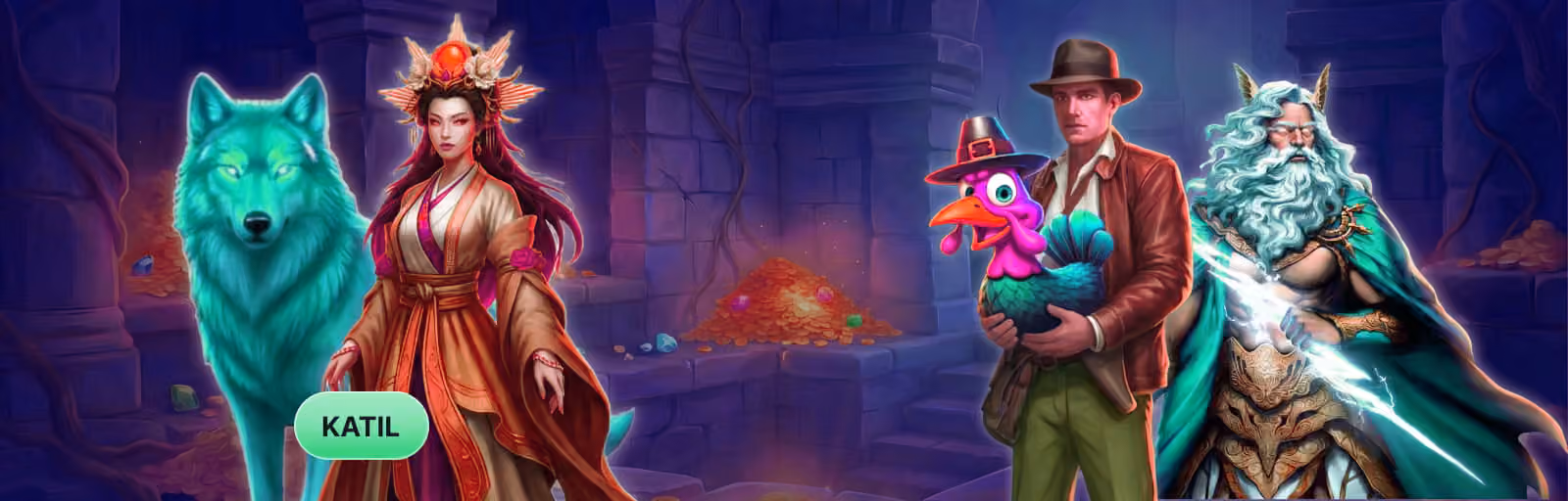 Mavi kurt, imparatoriçe, kaşif ve büyücü: slot oyunu karakterleri