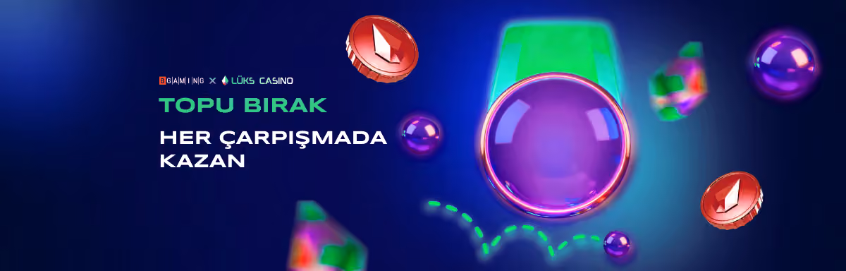 BGaming Topu Bırak afişi: plinko topu ve altın jetonlar