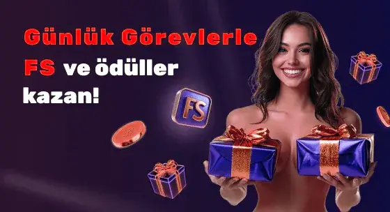Günlük görevlerle FS ve ödüller kazan: hediye kutuları tutan kadın